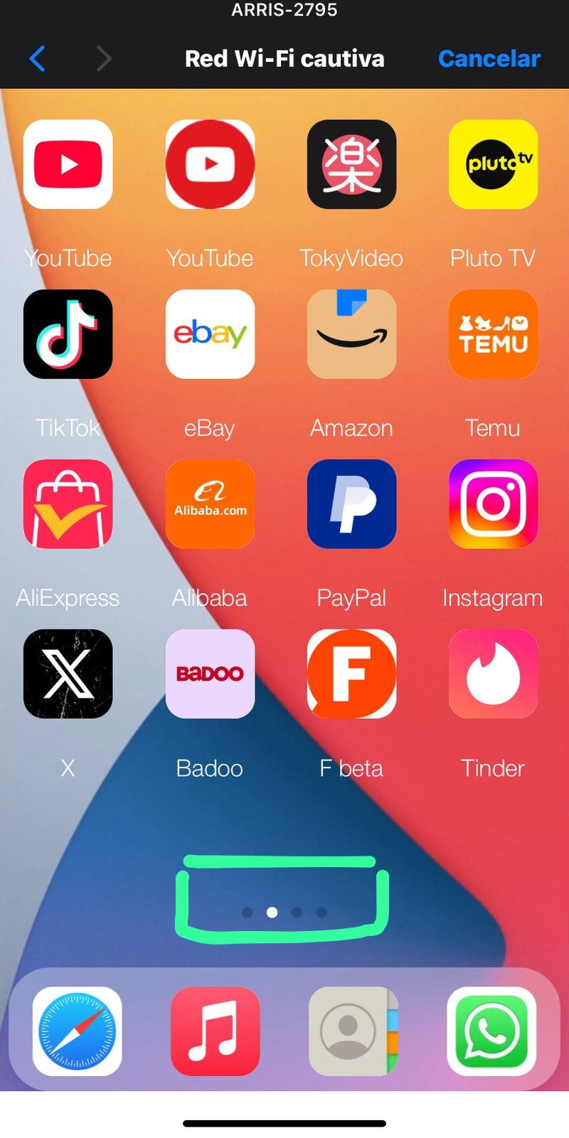 Pantalla del portal mostrando indicaciones de deslizar (izquierda/derecha).