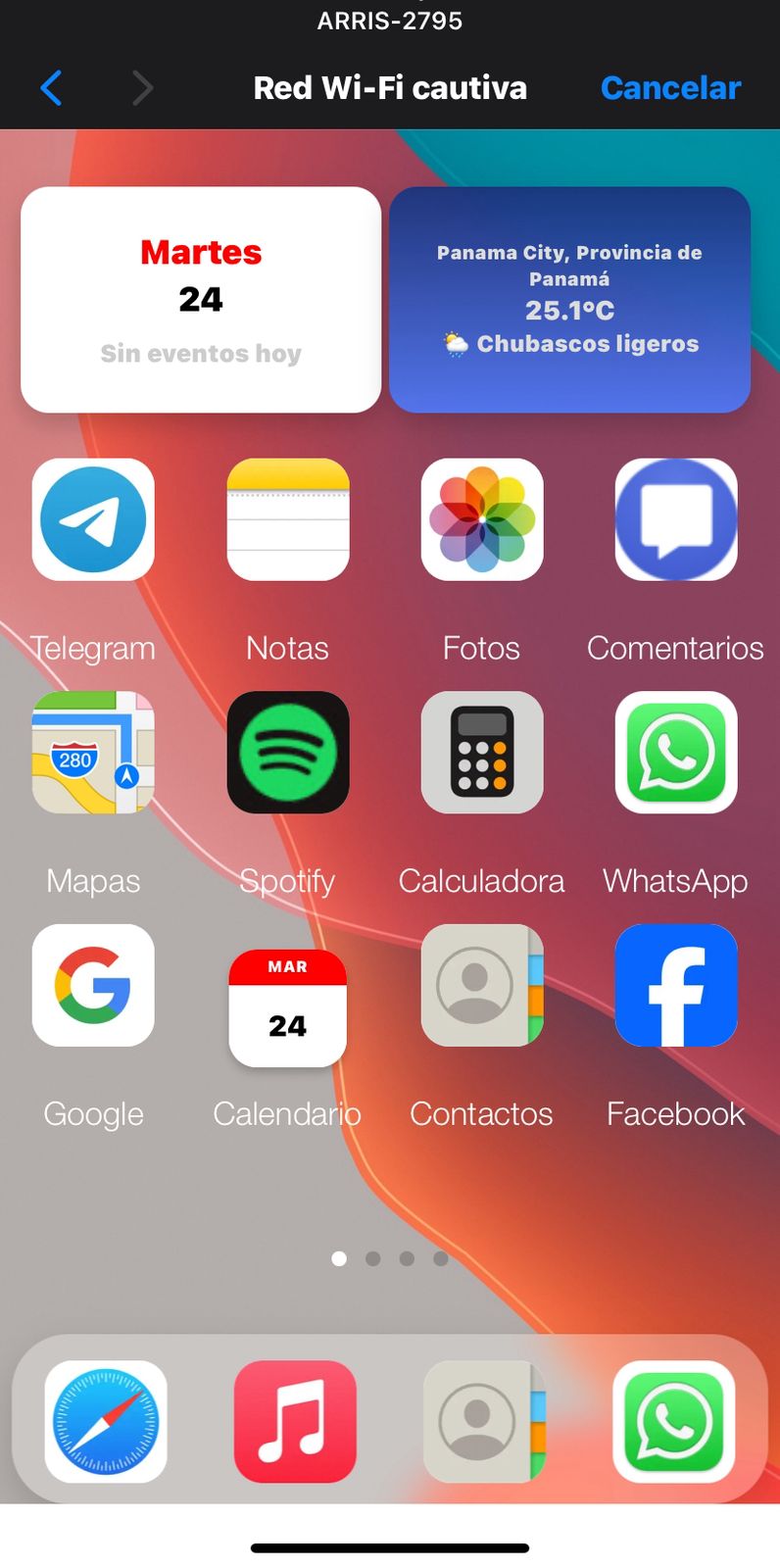 Pantalla inicial del portal iOS.